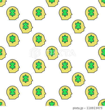 Green Puzzle inside Human Head vector Jigsaw Puzzles colored seamless pattern Green Puzzle inside Human Head vector Jigsaw Puzzles colored seamless pattern 118913473