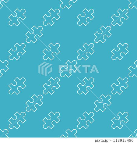 Jigsaw Puzzle Element vector minimal seamless pattern in outline style 118913480