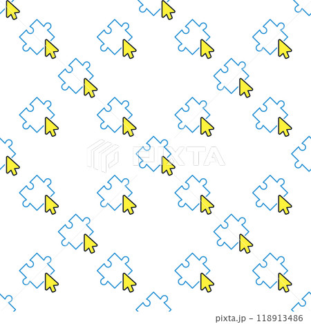 Mouse Click on Jigsaw Puzzle vector colored seamless pattern Mouse Click on Jigsaw Puzzle vector colored seamless pattern 118913486