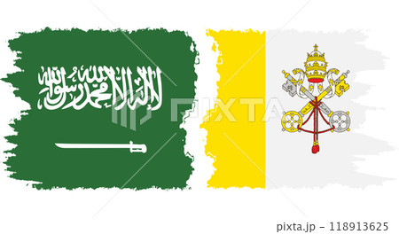 Vatican and Saudi Arabia grunge flags connection vector 118913625