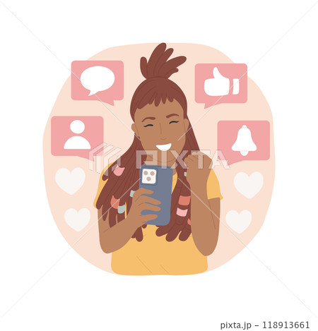 Happy with likes and comments isolated cartoon vector illustration. Happy with likes and comments isolated cartoon vector illustration. 118913661