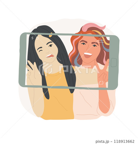 Taking fun pictures isolated cartoon vector illustration. Taking fun pictures isolated cartoon vector illustration. 118913662
