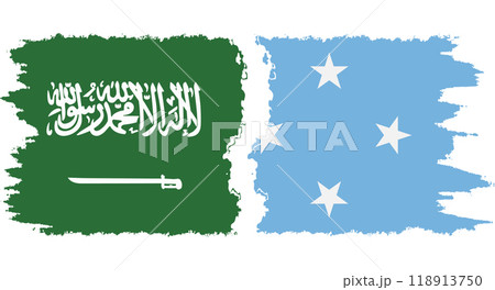 Federated States of Micronesia and Saudi Arabia grunge flags connection v Federated States of Micronesia and Saudi Arabia grunge flags connection v 118913750