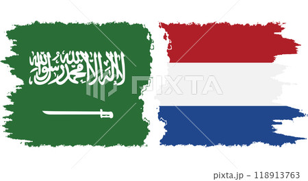 Netherlands and Saudi Arabia grunge flags connection vector 118913763