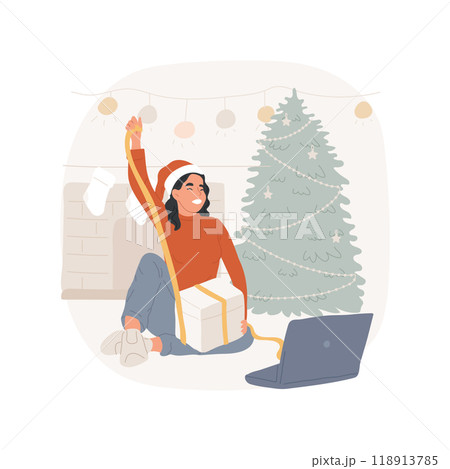Opening gifts isolated cartoon vector illustration. 118913785