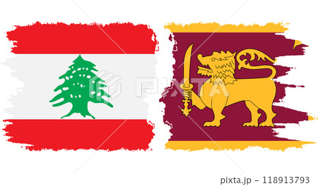 Sri Lanka and Lebanon grunge flags connection vector 118913793