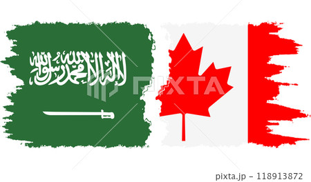 Canada and Saudi Arabia grunge flags connection vector Canada and Saudi Arabia grunge flags connection vector 118913872
