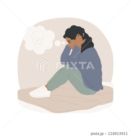 Suicidal thoughts isolated cartoon vector illustration. Suicidal thoughts isolated cartoon vector illustration. 118913911