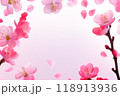 ピンクの花と花びらの背景 118913936