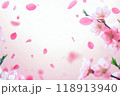 ピンクの花と花びらの舞う背景 118913940