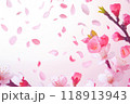 ピンクの花と花びらの舞う背景 118913943