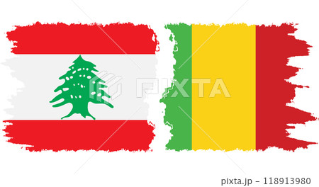 Mali and Lebanon grunge flags connection vector 118913980