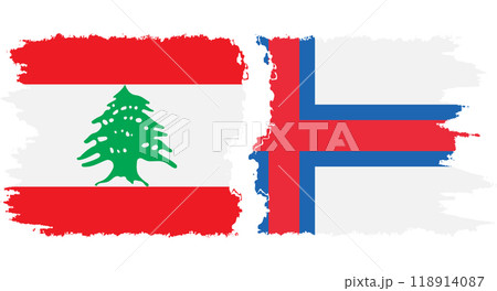 Faroe Islands and Lebanon grunge flags connection vector 118914087