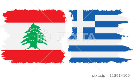 Greece and Lebanon grunge flags connection vector 118914100