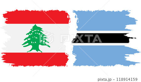 Botswana and Lebanon grunge flags connection vector Botswana and Lebanon grunge flags connection vector 118914159