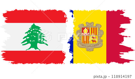 Andorra and Lebanon grunge flags connection vector Andorra and Lebanon grunge flags connection vector 118914197