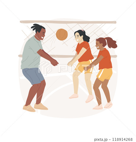 Volleyball training isolated cartoon vector illustration. Volleyball training isolated cartoon vector illustration. 118914268