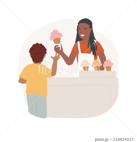 Working in a cafe isolated cartoon vector illustration. 118914317