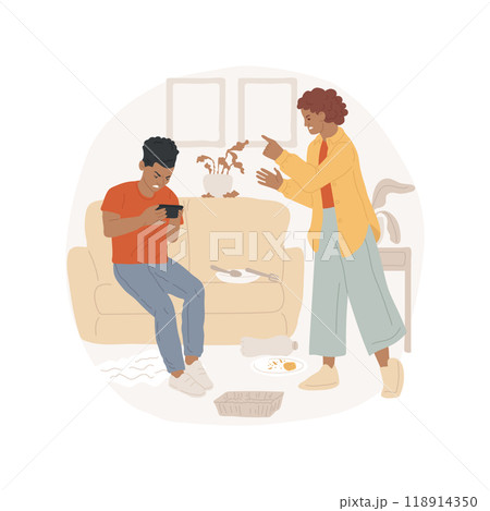 Video game addiction isolated cartoon vector illustration. Video game addiction isolated cartoon vector illustration. 118914350