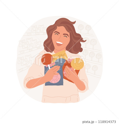 Buying sweets isolated cartoon vector illustration. Buying sweets isolated cartoon vector illustration. 118914373