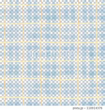Gold Blue Plaid Gingham Check Hand Drawn Background Overlay 118914376