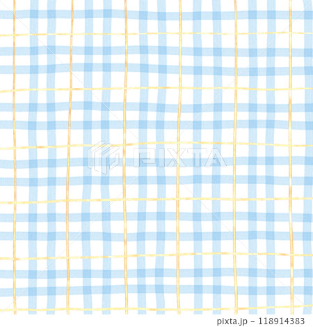 Gold Blue Plaid Gingham Check Hand Drawn Background Overlay Gold Blue Plaid Gingham Check Hand Drawn Background Overlay 118914383