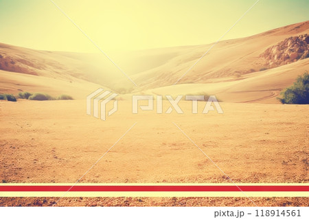 A vibrant morning coffee in hand, embracing positive energy amidst a golden landscape 118914561