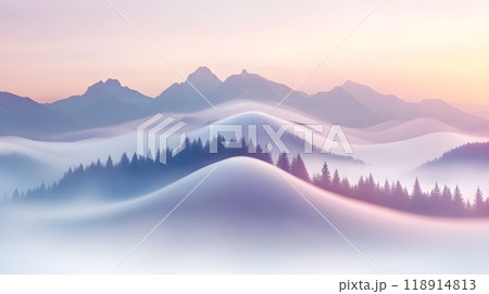 Fog in nature, mystical phenomenon of nature 118914813