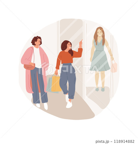 Mom and daughter shopping isolated cartoon vector illustration. 118914882