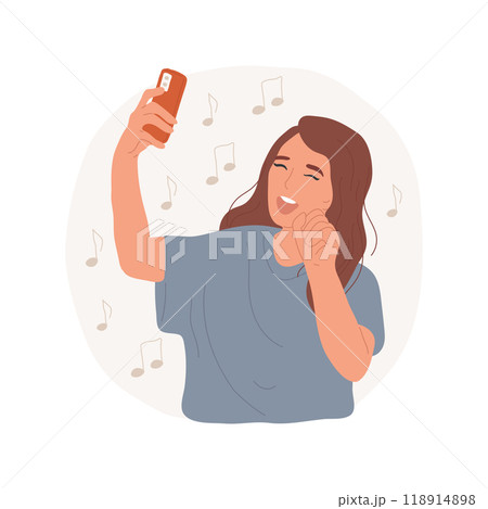 Singing video isolated cartoon vector illustration. Singing video isolated cartoon vector illustration. 118914898