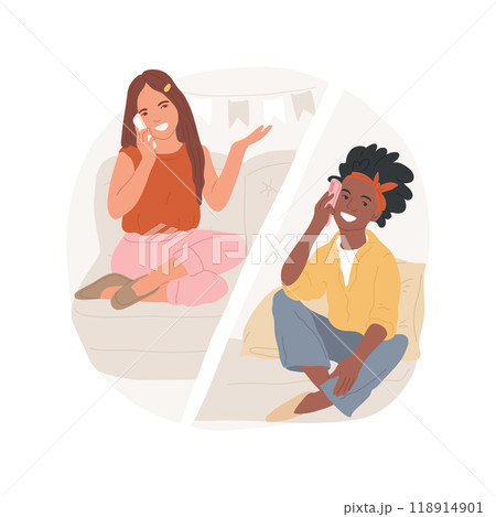 Talking on the phone isolated cartoon vector illustration. 118914901