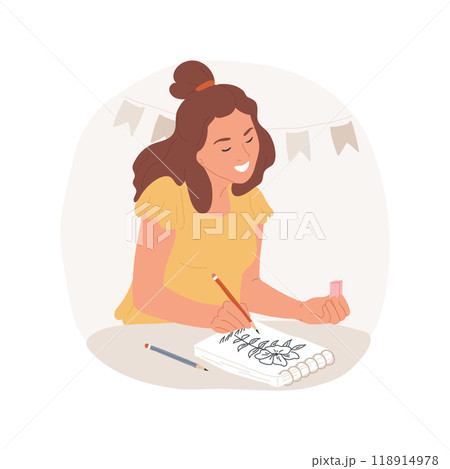 Pencil sketching and drawing isolated cartoon vector illustration. 118914978