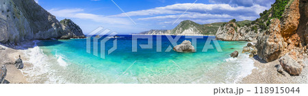 Greece , Ionian islands. Scenic beaches of beautiful Cephalonia (Kefalonia) island - Agia Eleni Greece , Ionian islands. Scenic beaches of beautiful Cephalonia (Kefalonia) island - Agia Eleni 118915044