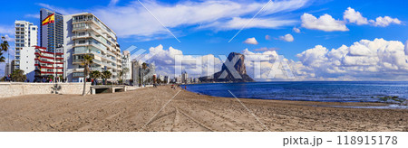 Benidorm - beautiful modern city of Costa Blanca, Spain. panoramic  view, coastal cityscape panorama 118915178