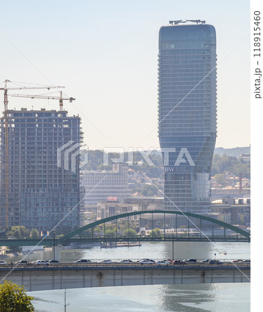 Belgrade tower (Kula Beograd) skyscraper in Belgrade Waterfront on Sava river in Belgrade, capital of Serbia 118915460