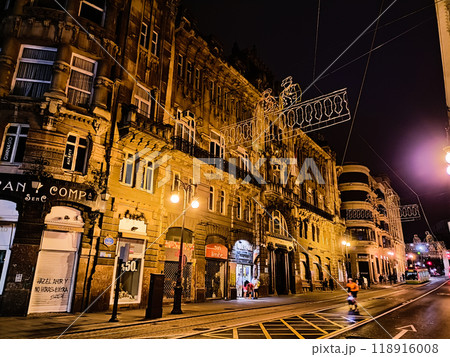 Bilbao night view. Old palace perspective view, Spain Bilbao night view. Old palace perspective view, Spain 118916008