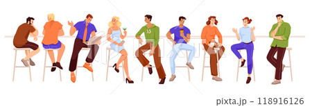 People Character Sitting on Bar Stool Vector Set People Character Sitting on Bar Stool Vector Set 118916126