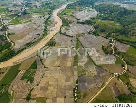 Mountain with farmlands and riverbanks in the Philippines. Mindanao. 118916269