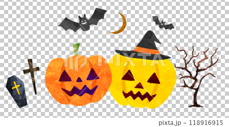 Halloween pumpkins and ghosts Halloween pumpkins and ghosts 118916915