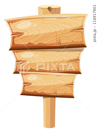 Wooden signpost. Cartoon board template. Empty panel Wooden signpost. Cartoon board template. Empty panel 118917601