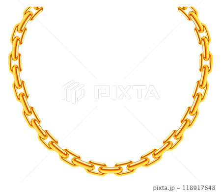 Luxury golden necklace. Shiny metal chain links 118917648