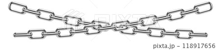 Chrome chains hanging. Shiny realistic metal links 118917656
