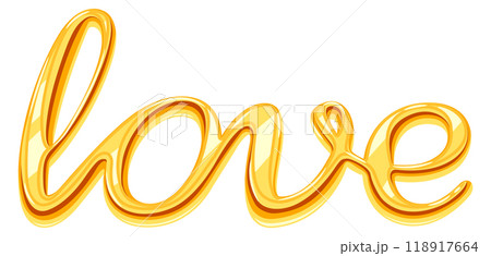 Love golden lettering. Jewelry romantic gift. Shiny elegant word 118917664