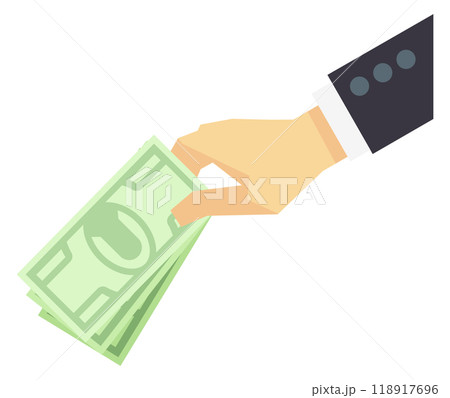 Businessman giving dollar bills pack. Payment color icon Businessman giving dollar bills pack. Payment color icon 118917696