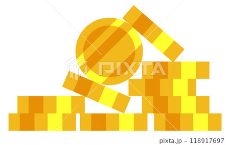 Golden coins pile. Money stack. Wealth icon Golden coins pile. Money stack. Wealth icon 118917697