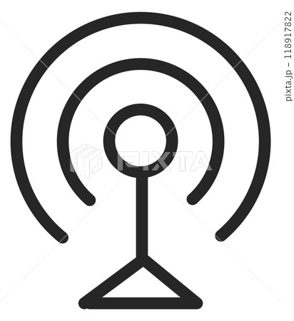 Transmitter symbol. Signal radio station line icon 118917822
