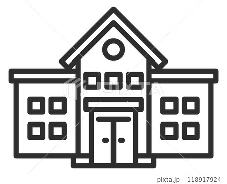 School line icon. Kid education building symbolのイラスト素材 [118917924] - PIXTA