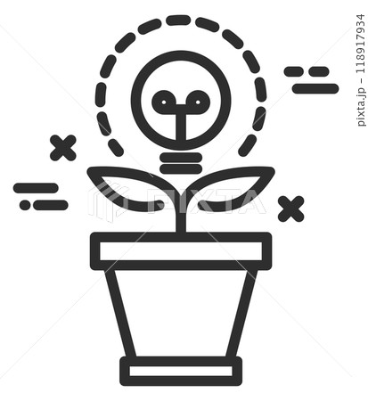 Growing ideas line icon. Lightbulb plant. Green energy 118917934