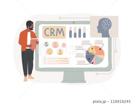 CRM with AI-Generated Insights abstract concept vector illustration. 118918245