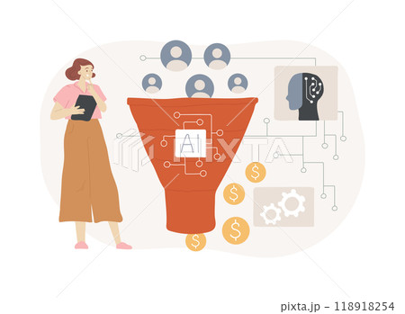 AI-Enhanced Sales Funnel Optimization abstract concept vector illustration. 118918254
